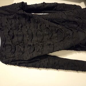 Black Distressed Long Sleeve Top